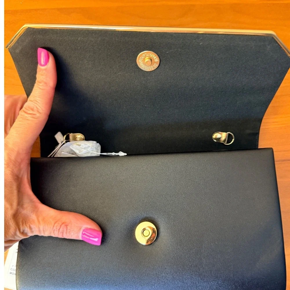 CXL by Christian Lacroix Madison Black Smooth Clutch Detachable Chain CXLH24990